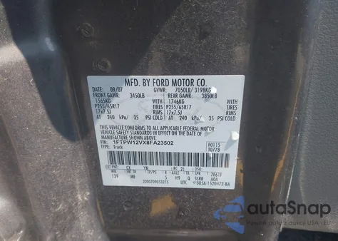 2008 Ford F-150 60Th Anniversary/Fx2/King Ranch/Lariat/Xlt из США, поврежденный, VIN 1FTPW12VX8FA23502